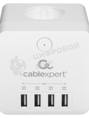 Сетевой фильтр Cablexpert Cube CUBE-4-U4-W, 4 р, 16А, 4хUSB, ур. защиты 2+, белый, коробка