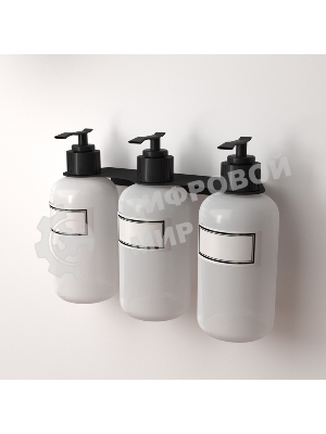 Держатель дозатора для жидкого мыла и шампуней Rexant на 3 флакона настенный, черный