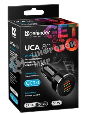 Зарядное устройство для авто Defender UCA-81 36W 2XUSB