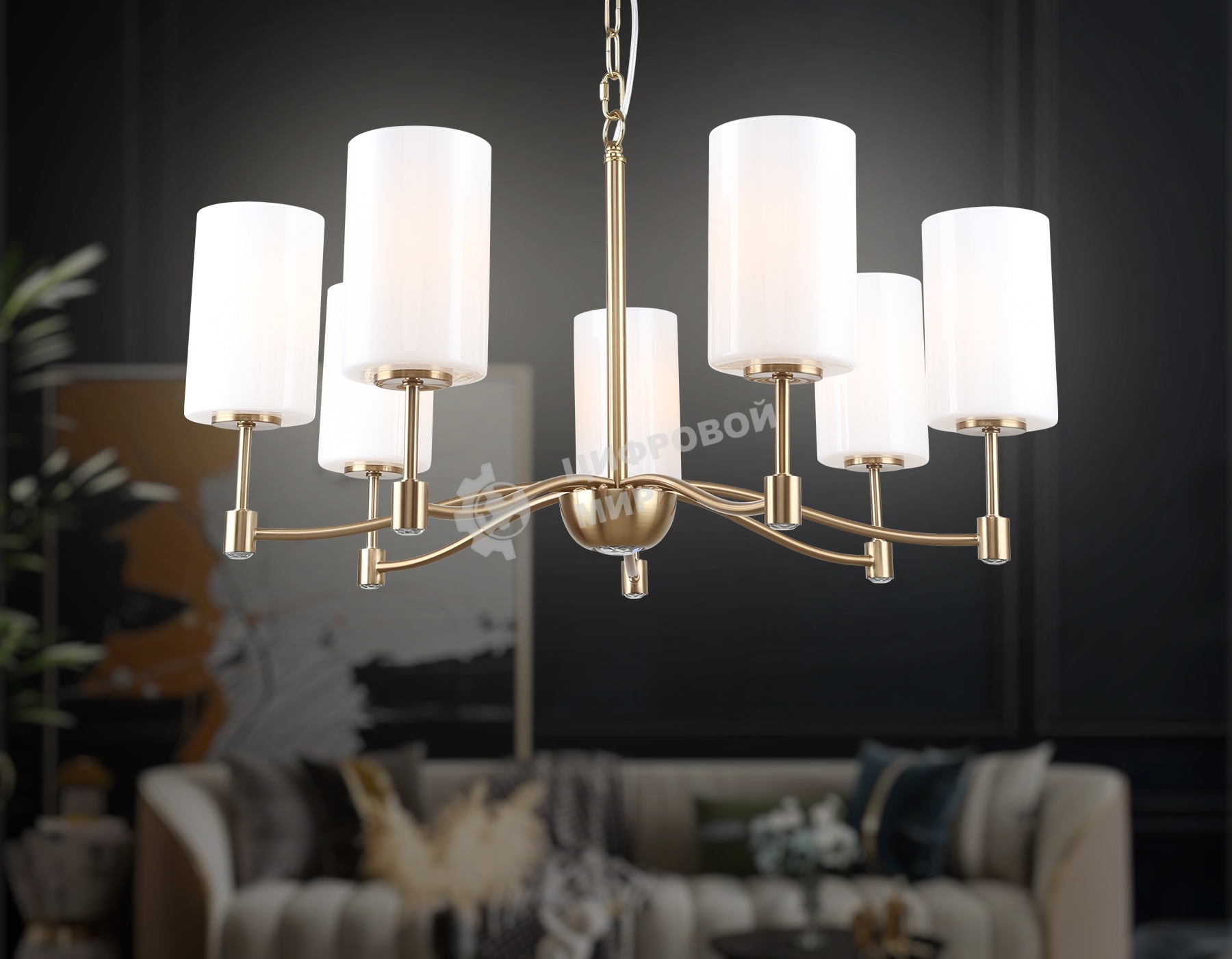 Люстра Ambrella light LH56053/7 BS/FR латунь/белый матовый E14*7 max 40W D680*950