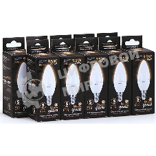 Лампа светодиодная Gauss A60 9.5Вт цок.: E14 свеча 220B 3000K св. свеч. белый теп. C37 (упак.: 10 шт)