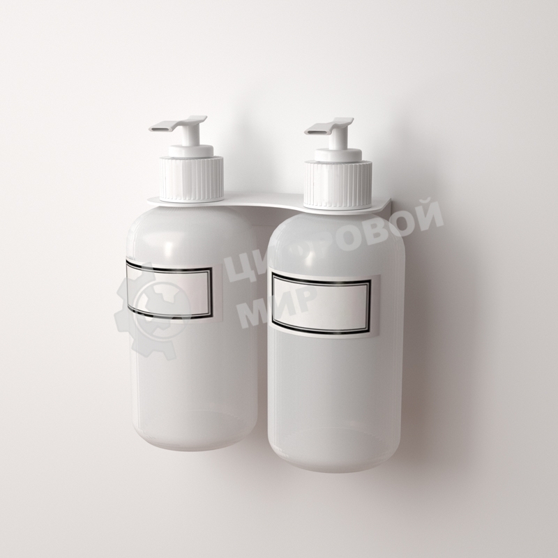 Держатель дозатора для жидкого мыла и шампуней Rexant на 2 флакона настенный, белый