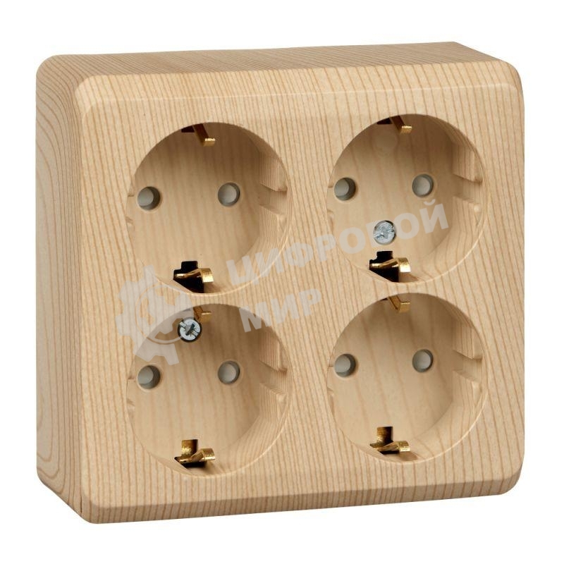 Розетка 4-м ОП Этюд 16А 250В защ. шторки с заземл. сосна SchE PA16-208D