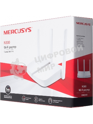 Маршрутизатор Mercusys MW305R Wi-Fi роутер 300 Мбит/с 2,4 ГГц, 1 порт WAN 10/100 Мбит/с + 4 порта LAN 10/100 Мбит/с, 2 фиксированные антенны