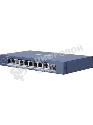 Коммутатор Hikvision DS-3E0510P-E/M, 8×1 Гбит/с PoE+ + 1×1 Гбит/с + 1×1 Гбит/с SFP, неуправляемый