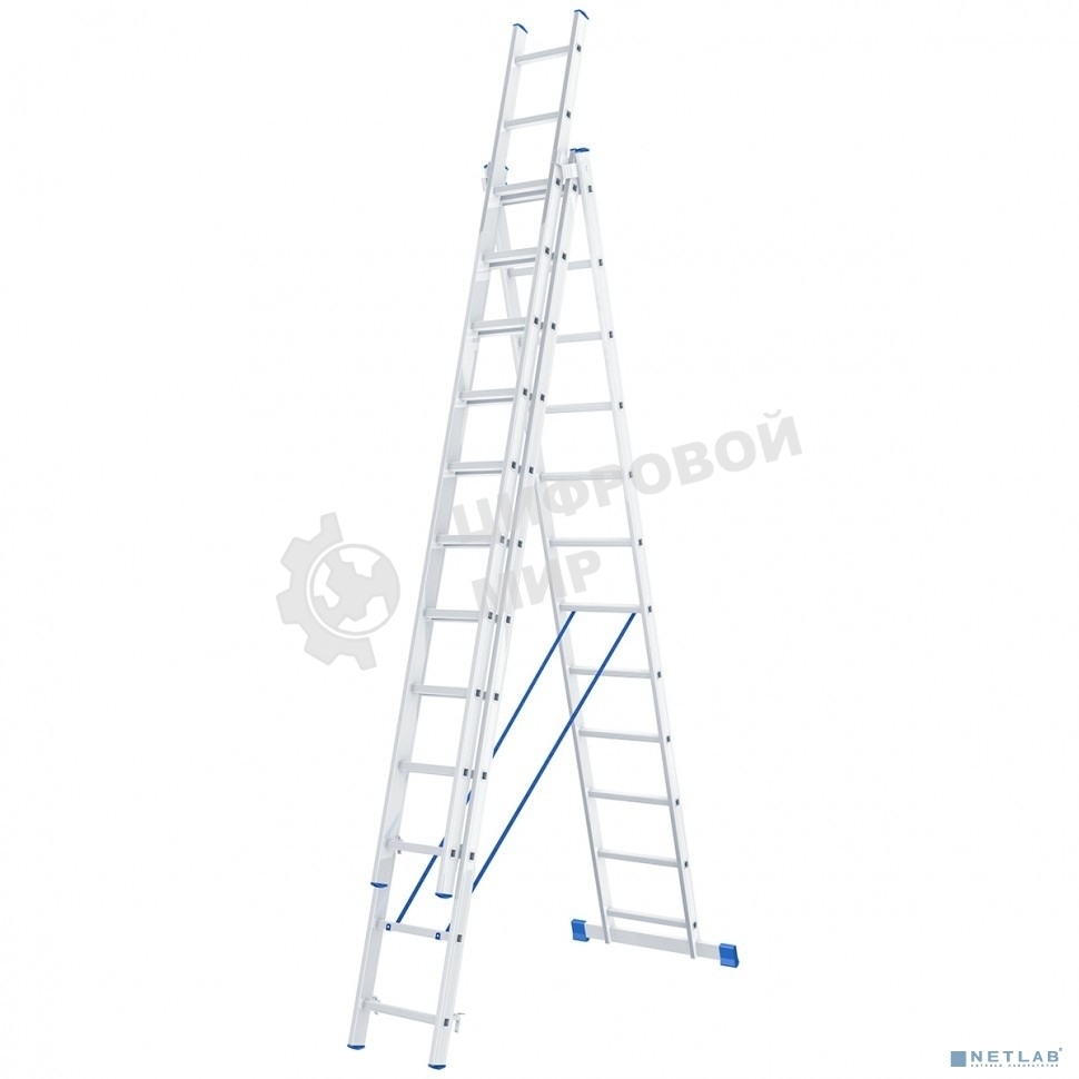 Лестница Сибртех, 3 х 12 ступеней, алюминиевая, трехсекционная