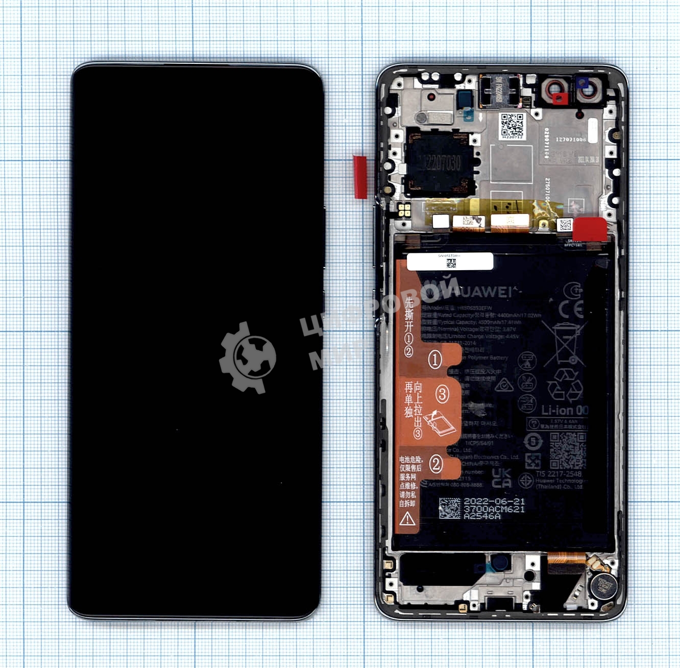 Дисплей для Huawei Nova 10 Pro в сборе с тачскрином, панелью и аккумулятором (02354YMS), белый