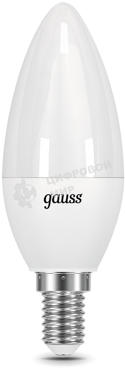 Лампа светодиодная Gauss A60 9.5Вт цок.: E14 свеча 220B 3000K св. свеч. белый теп. C37 (упак.: 10 шт)