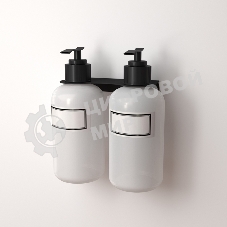 Держатель дозатора для жидкого мыла и шампуней Rexant на 2 флакона настенный, черный