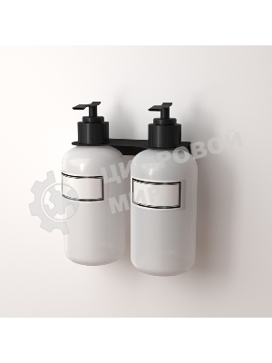 Держатель дозатора для жидкого мыла и шампуней Rexant на 2 флакона настенный, черный