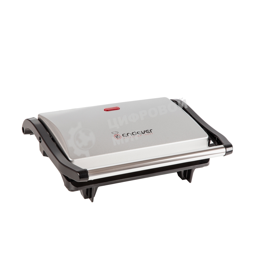 Гриль электрический Endever Grillmaster 115, 1500 Вт, авто терморегулятор, антипригарное покрытие, индикатор нагрева, серебристый/черный