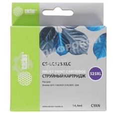 Картридж струйный Cactus CS-LC525XLC голубой (14.4 мл) для Brother DCP-J100/J105/J200