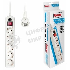 Сетевой фильтр Buro 500SH-1.8-W 1.8 м, 5 розеток, белый, коробка