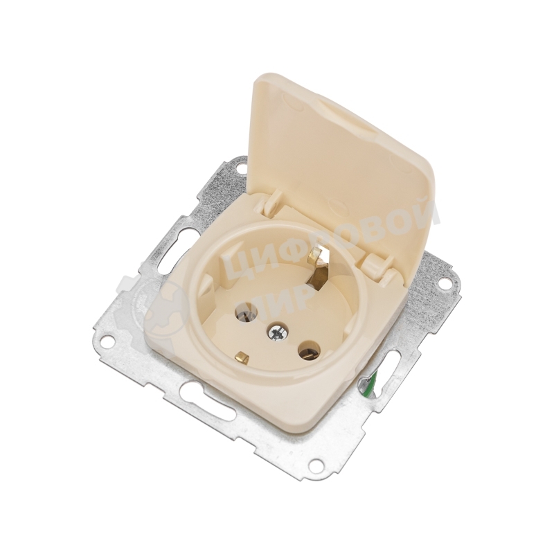 Розетка Kranz 1-ая керамика с/з с крышкой DEA с/у 16А мех. бежевый