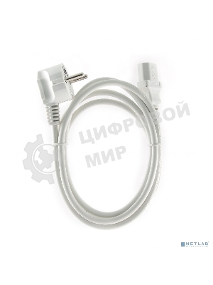 Кабель питания Gembird 1.8м, VDE(0.75мм), белый, с зазем., пакет