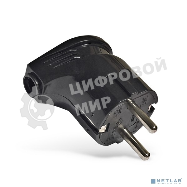 Вилка электрич. с заземл. угл. черный 16А 250В (еврослот) UNIVersal А0105