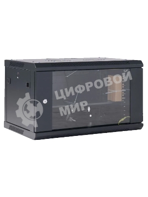 Шкаф коммутационный Rexant настенный 6U 600x600 мм пер. дв. стекл черный