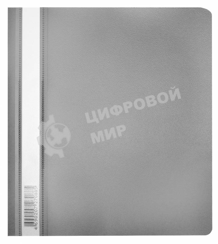 Папка-скоросшиватель Бюрократ Люкс -PSL20A5GREY A5, прозрачный верхний лист, пластик, серый 0.14/0.18