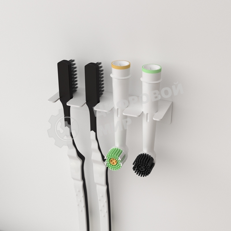 Держатель Rexant для хранения зубных щеток и насадок, монтаж без сверления, белый