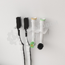 Держатель Rexant для хранения зубных щеток и насадок, монтаж без сверления, белый