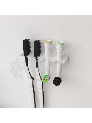 Держатель Rexant для хранения зубных щеток и насадок, монтаж без сверления, белый