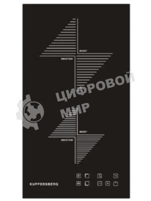 Индукционная варочная панель Kuppersberg ICO 301/домино, ширина 30 см, 2 зоны индукционного нагрева, сенсорное управление, 3 цифровых дисплея, 9 уровней мощности, таймер,автоотключение, защита от перелива, защита от детей, индикаторы остаточного тепла, Stop & Go, черный/прямой край