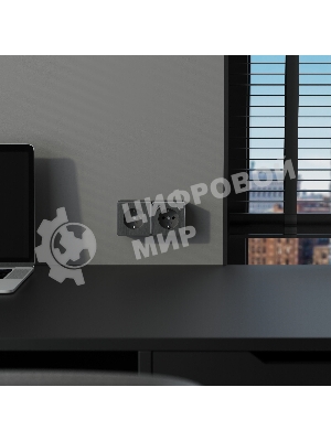 Розетка с заземлением, шторками и USB тип A+C Gallant (графит рифленый)