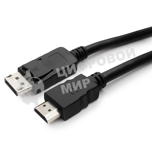 Кабель Cablexpert DisplayPort->HDMI, 10м, 20M/19M, черный, экран, пакет