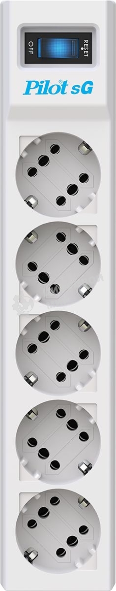 Сетевой фильтр Pilot SG 10 м, 5 розеток, белый, коробка