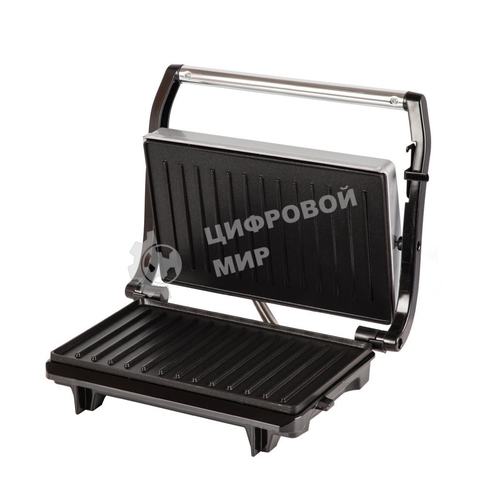 Гриль электрический Endever Grillmaster 115, 1500 Вт, авто терморегулятор, антипригарное покрытие, индикатор нагрева, серебристый/черный