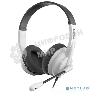 Гарнитура проводная с микрофоном A4Tech HU-10 черный/белый 2м накладные USB оголовье