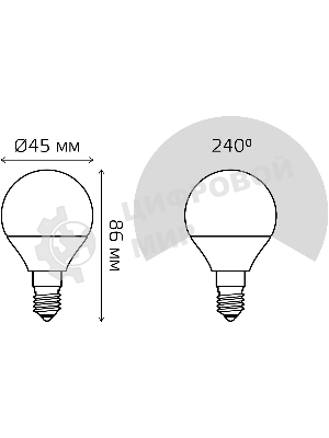 Лампа светодиодная Gauss 9.5Вт цок.: E14 шар 220B 3000K св. свеч. бел. теп. (упак.: 10 шт)