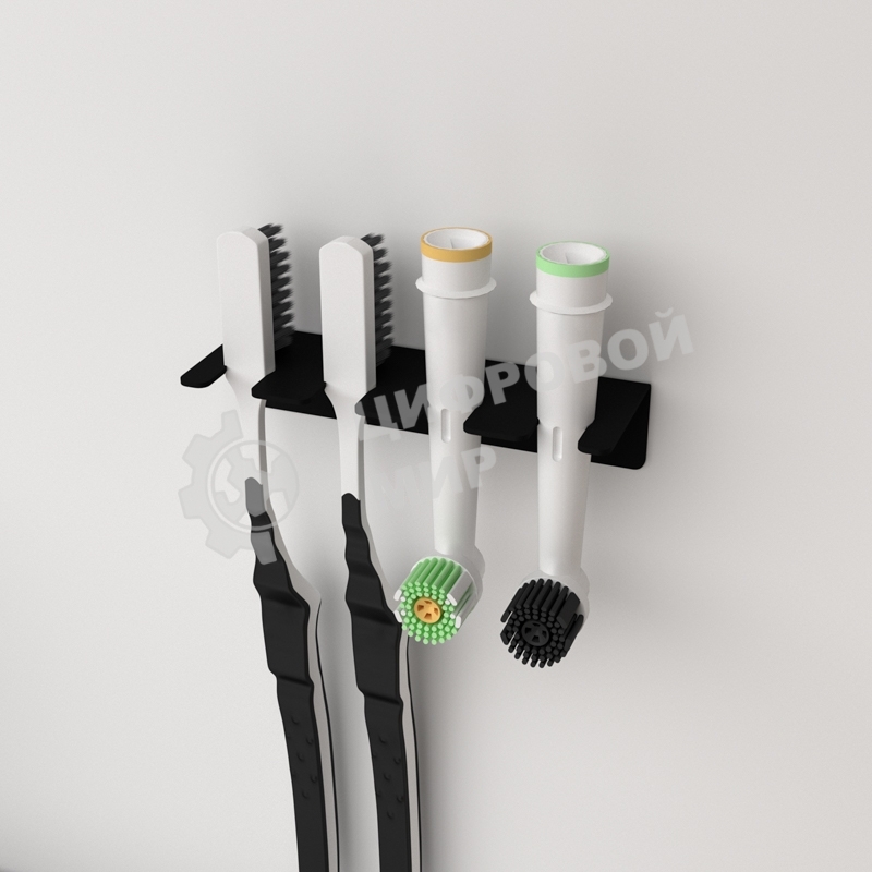 Держатель Rexant для хранения зубных щеток и насадок, монтаж без сверления, черный