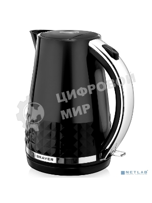 Электрический чайник BRAYER, 2200 Вт, 1,7 л, автооткл отсут.воды, термост.пласт, поворот.корп