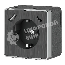 Розетка с заземлением, шторками и USB тип A+C Gallant (графит рифленый)