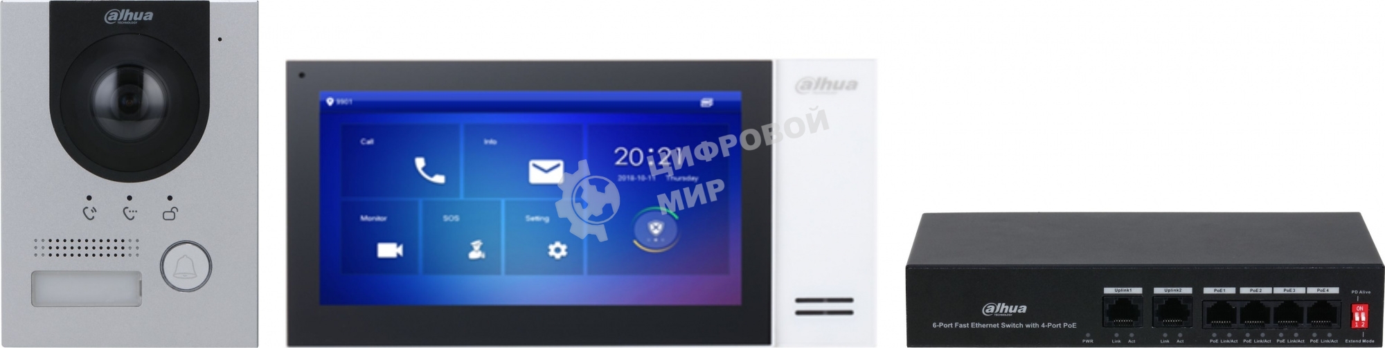 Комплект домофона Dahua DHI-KTP01L(S) черный