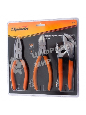 Набор губцевого инструмента Sparta из 3-х предметов №2 (плоскогубцы, бокорезы, клещи перестав.)