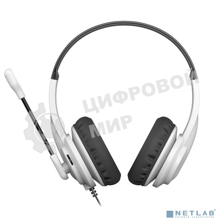 Гарнитура проводная с микрофоном A4Tech HU-10 черный/белый 2м накладные USB оголовье