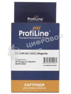 Картридж струйный ProfiLine PL-C4912A №82 для принтеров HP Deskjet 500/500ps/510/800/800ps(24/42in) DesignJet copier cc800ps Magenta водные
