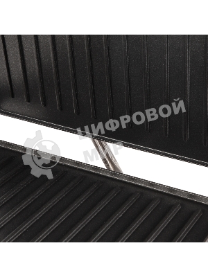 Гриль электрический Endever Grillmaster 115, 1500 Вт, авто терморегулятор, антипригарное покрытие, индикатор нагрева, серебристый/черный