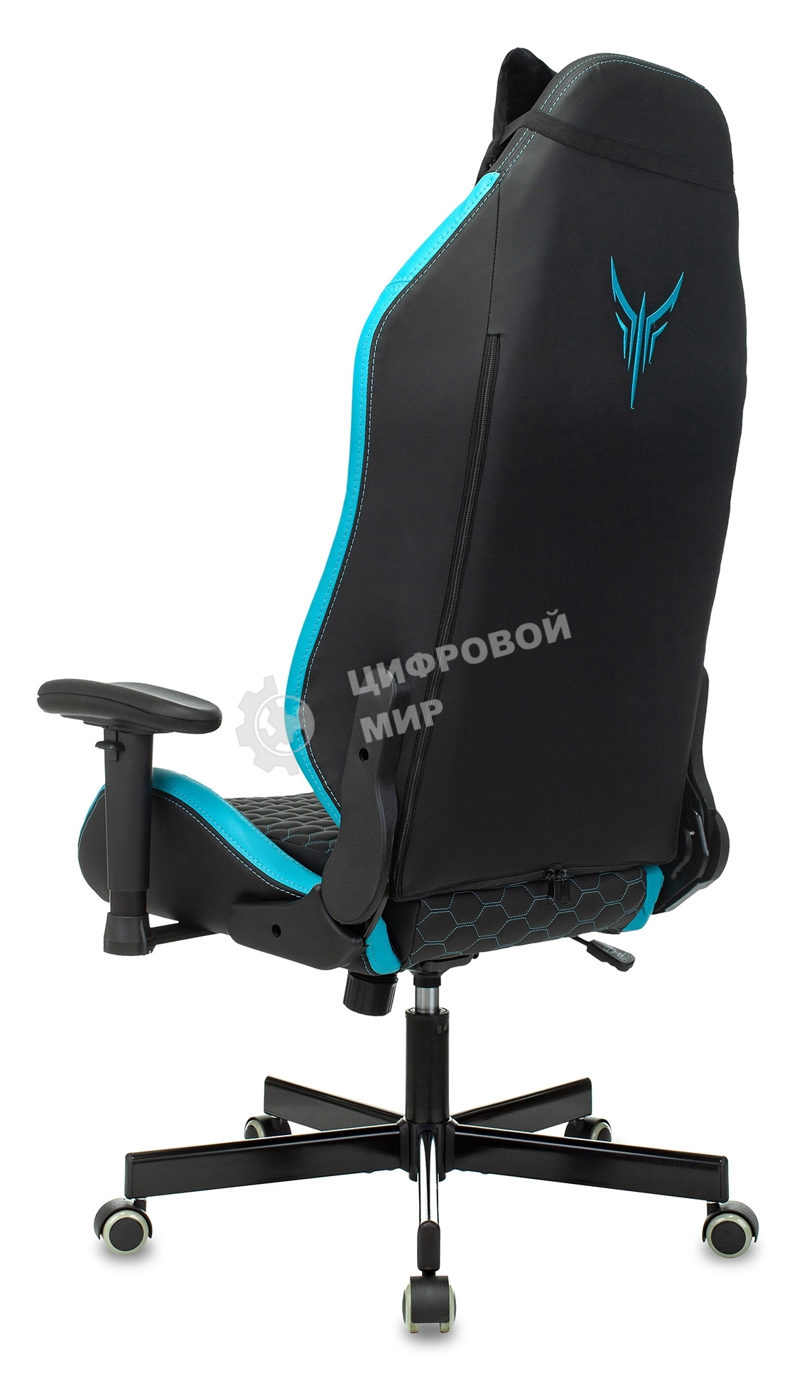 Кресло игровое Knight Neon черный/голубой соты эко.кожа с подголов. крестовина металл