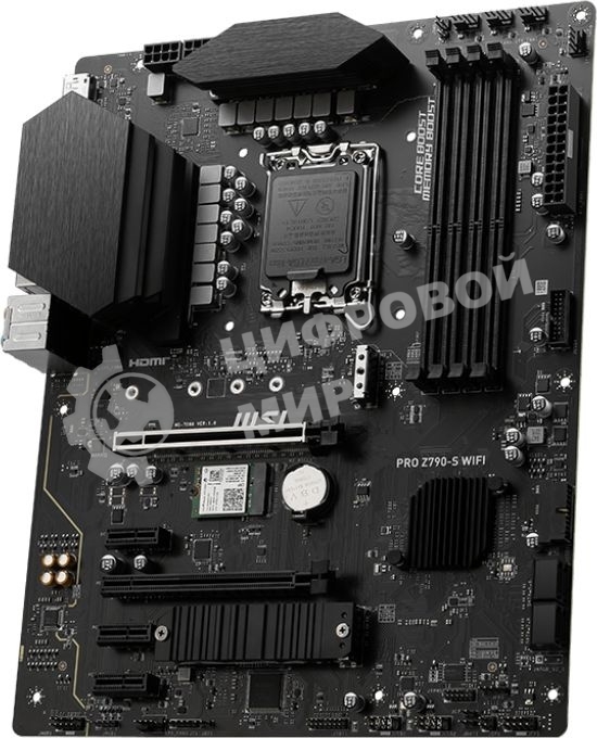 Материнская плата MSI PRO Z790-S WIFI, LGA 1700, ATX, 4xDDR5, 1xPCIe 5.0 x16, 4xM.2, 4xSATA, 1xHDMI, 1xDP, 2.5 Gigabit Ethernet, 7.1 аудио