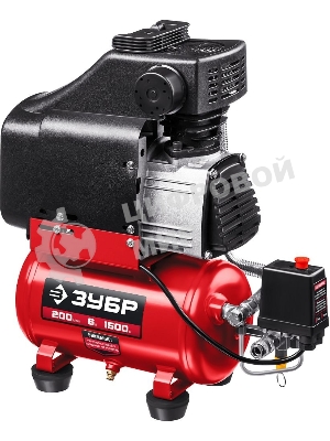 Компрессор воздушный безмасляный, 200 л/мин, 6 л, 1500 Вт, Зубр