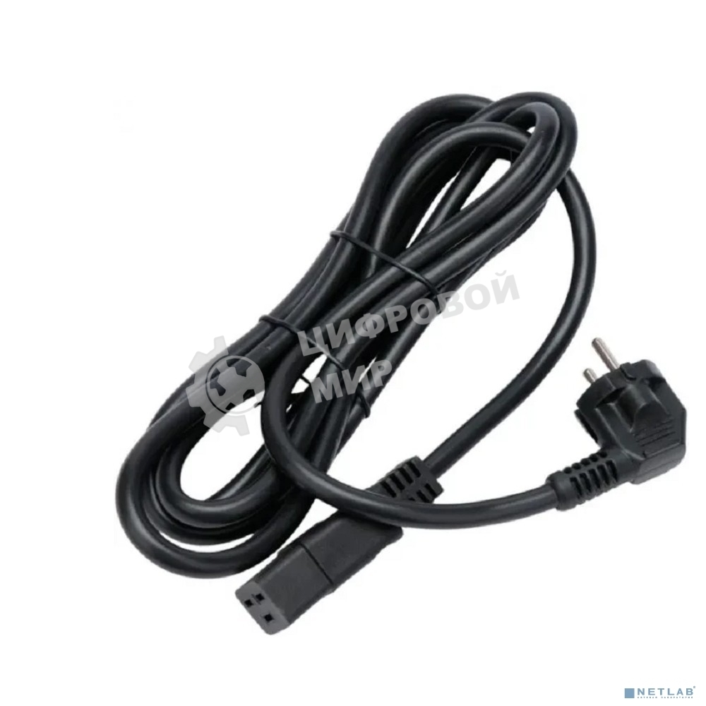 Кабель питания Cablexpert PC-S22-C19-2.5-3M, Schuko-C19, 3x2.5мм2, 16A, с заземлением, медь, 3м, черный, пакет