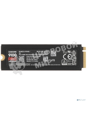 Накопитель SSD 4Tb Samsung 9100 PRO, M.2, PCI-E 5.0 x4, TLC 3D NAND R/W - 14800/13400 Mb/s с радиатором