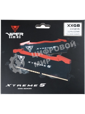 Оперативная память Patriot Viper Xtreme 5, DDR5, 48GB (2x24GB), 8200MHz, CL38, DIMM, с радиаторами, черный
