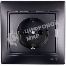 Розетка 1-м СП Мира керам. с заземл.черный бархат LEZARD 701-4242-122