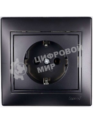 Розетка 1-м СП Мира керам. с заземл.черный бархат LEZARD 701-4242-122