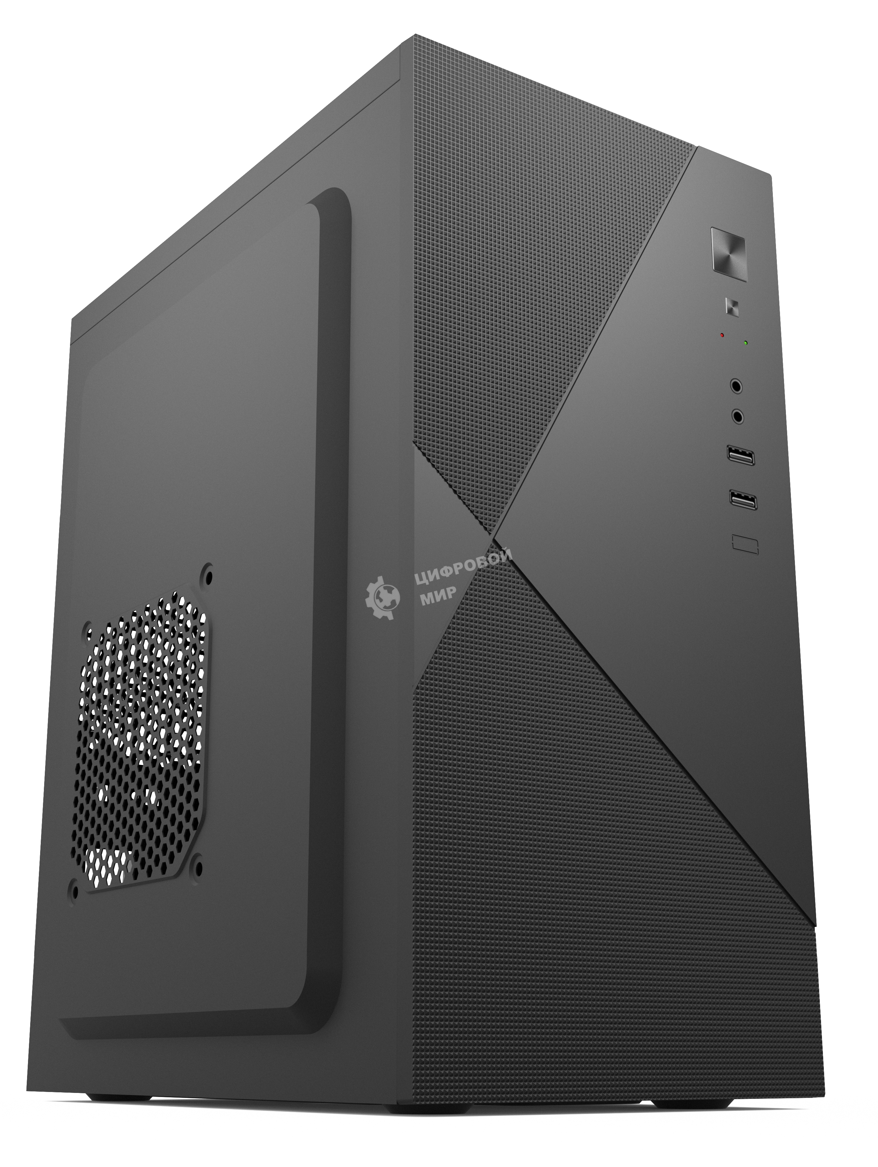 Компьютерный корпус с блоком питания 450Вт. Case Forza mATX, 450W, 2xUSB 2.0, Black, w/o FAN, 8 см fan PSU, power cord