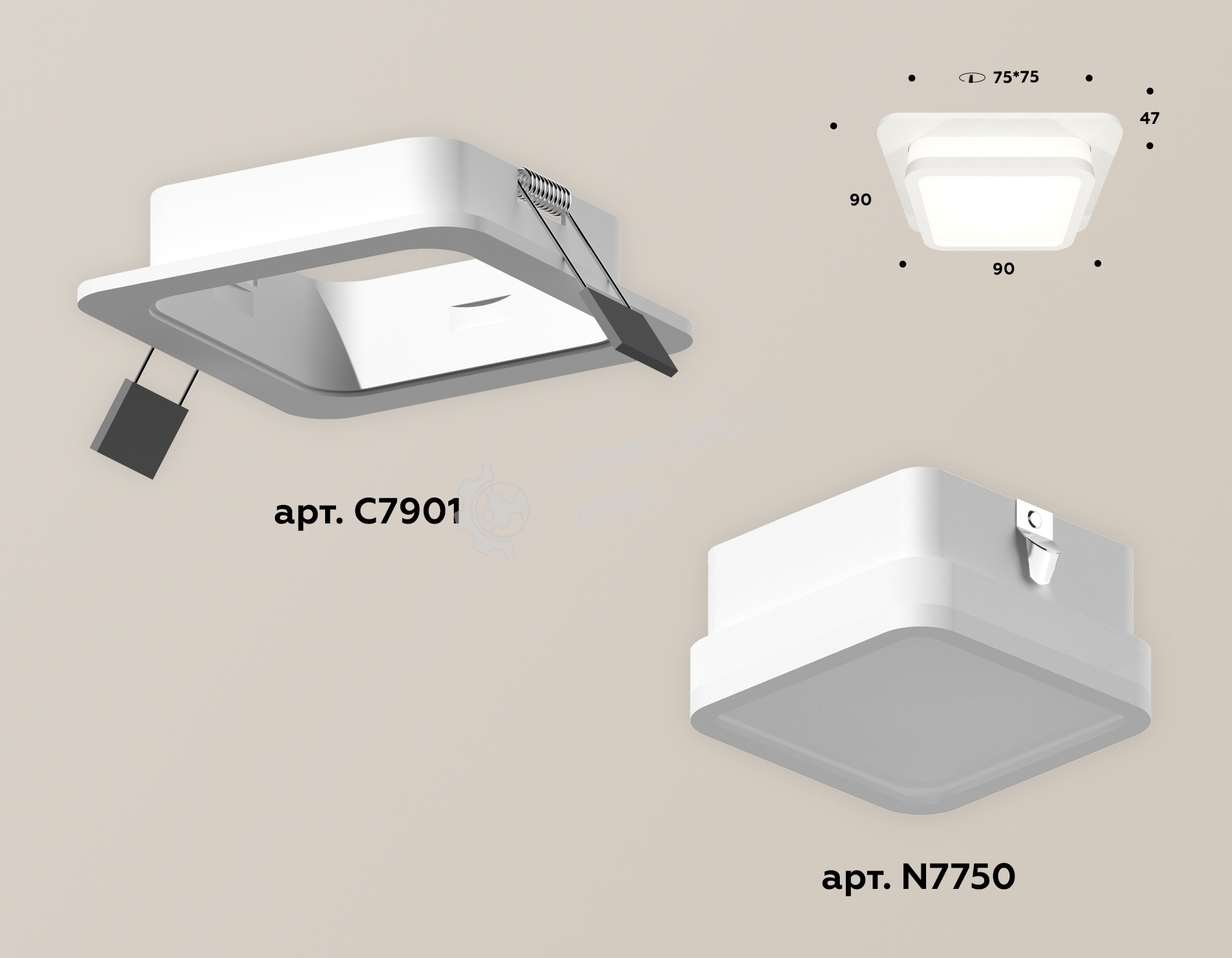 Комплект встраиваемого светильника Ambrella light XC7901012 SWH/FR белый песок/белый матовый MR16 GU5.3 (C7901, N7750)